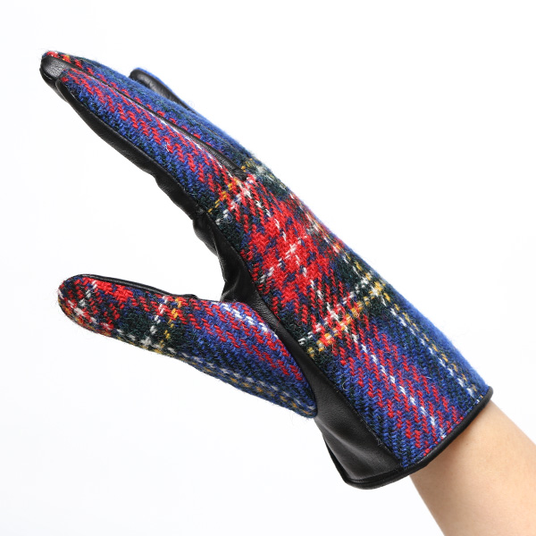 ハリスツイード 日本製 革手袋 レディース スマホ対応 化粧箱付き ブランド 防寒 本革 手袋 ブルー ネイビー 青色 チクチクしない 暖かい タッチパネル 操作可能 プレゼント ギフト かわいい 女性 ビジネス 仕事 クリスマス KURODA(クロダ)