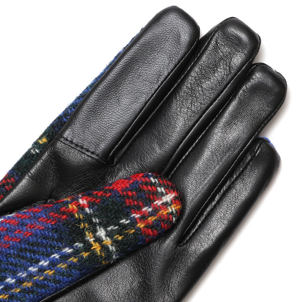 ハリスツイード 日本製 革手袋 レディース スマホ対応 化粧箱付き ブランド 防寒 本革 手袋 ブルー ネイビー 青色 チクチクしない 暖かい タッチパネル 操作可能 プレゼント ギフト かわいい 女性 ビジネス 仕事 クリスマス KURODA(クロダ)