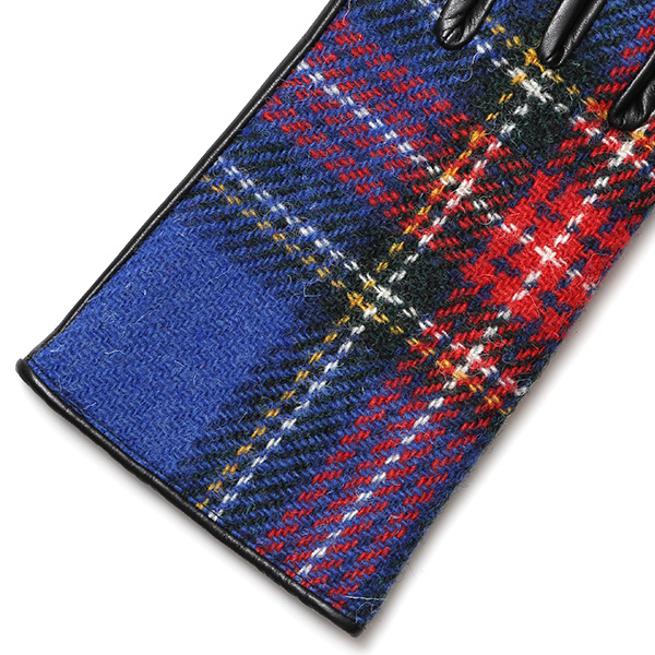 ハリスツイード 日本製 革手袋 レディース スマホ対応 化粧箱付き ブランド 防寒 本革 手袋 ブルー ネイビー 青色 チクチクしない 暖かい タッチパネル 操作可能 プレゼント ギフト かわいい 女性 ビジネス 仕事 クリスマス KURODA(クロダ)