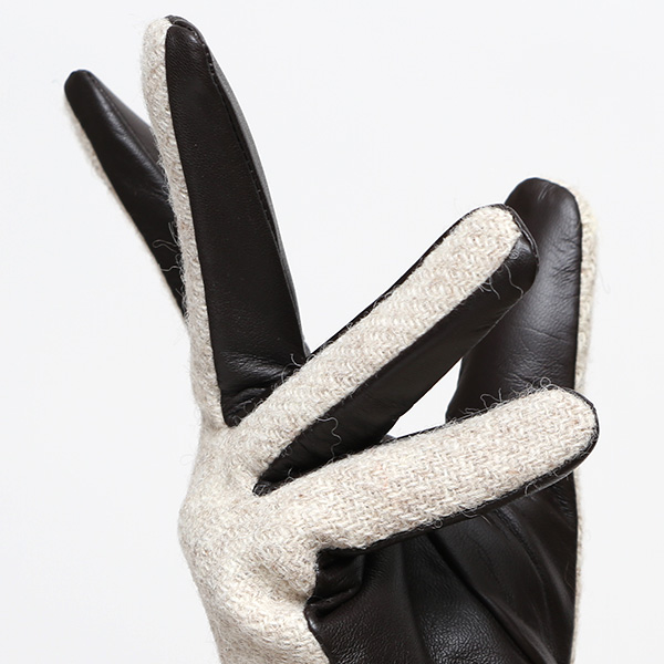 ハリスツイード 日本製 革手袋 レディース スマホ対応 化粧箱付き ブランド 防寒 本革 手袋 ベージュ 肌色 チクチクしない 暖かい タッチパネル 操作可能 プレゼント ギフト かわいい 女性 ビジネス 仕事 クリスマス KURODA(クロダ)