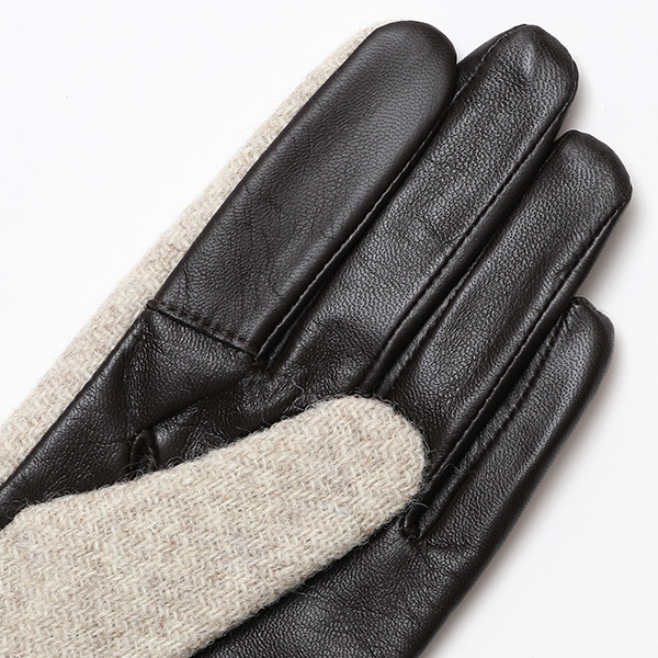 ハリスツイード 日本製 革手袋 レディース スマホ対応 化粧箱付き ブランド 防寒 本革 手袋 ベージュ 肌色 チクチクしない 暖かい タッチパネル 操作可能 プレゼント ギフト かわいい 女性 ビジネス 仕事 クリスマス KURODA(クロダ)