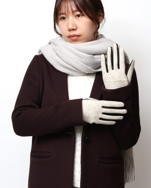 ハリスツイード 日本製 革手袋 レディース スマホ対応 化粧箱付き ブランド 防寒 本革 手袋 ベージュ 肌色 チクチクしない 暖かい タッチパネル 操作可能 プレゼント ギフト かわいい 女性 ビジネス 仕事 クリスマス KURODA(クロダ)