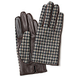 KURODA(クロダ) ハリスツイード 羊革 スマホ操作可能 レディース 本革手袋 ベージュ/千鳥