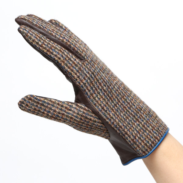 ハリスツイード 日本製 革手袋 レディース スマホ対応 化粧箱付き ブランド 防寒 本革 手袋 ベージュ 肌色 チクチクしない 暖かい タッチパネル 操作可能 プレゼント ギフト かわいい 女性 ビジネス 仕事 クリスマス KURODA(クロダ)