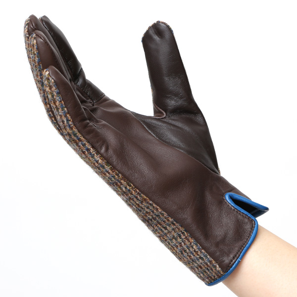 ハリスツイード 日本製 革手袋 レディース スマホ対応 化粧箱付き ブランド 防寒 本革 手袋 ベージュ 肌色 チクチクしない 暖かい タッチパネル 操作可能 プレゼント ギフト かわいい 女性 ビジネス 仕事 クリスマス KURODA(クロダ)