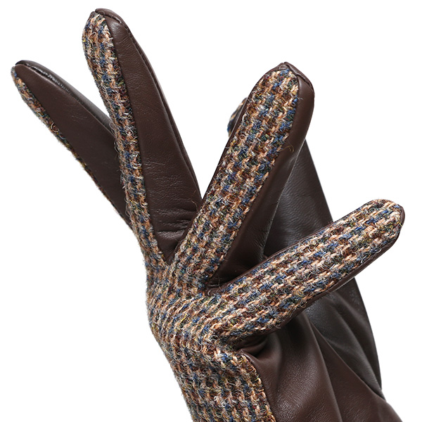 ハリスツイード 日本製 革手袋 レディース スマホ対応 化粧箱付き ブランド 防寒 本革 手袋 ベージュ 肌色 チクチクしない 暖かい タッチパネル 操作可能 プレゼント ギフト かわいい 女性 ビジネス 仕事 クリスマス KURODA(クロダ)