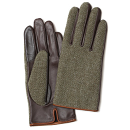KURODA(クロダ) ハリスツイード 羊革 スマホ操作可能 レディース 本革手袋 カーキ