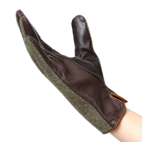  ハリスツイード 日本製 革手袋 レディース スマホ対応 化粧箱付き ブランド 防寒 本革 手袋 グリーン 緑色 チクチクしない 暖かい タッチパネル 操作可能 プレゼント ギフト かわいい 女性 ビジネス 仕事 クリスマス KURODA(クロダ)
