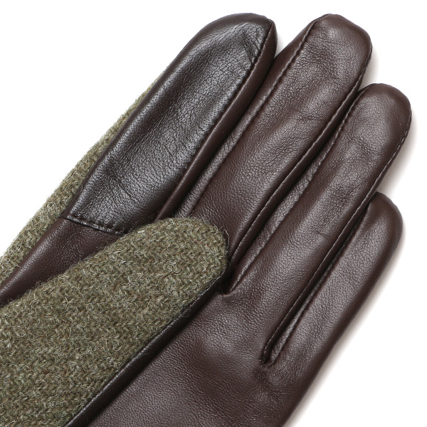  ハリスツイード 日本製 革手袋 レディース スマホ対応 化粧箱付き ブランド 防寒 本革 手袋 グリーン 緑色 チクチクしない 暖かい タッチパネル 操作可能 プレゼント ギフト かわいい 女性 ビジネス 仕事 クリスマス KURODA(クロダ)
