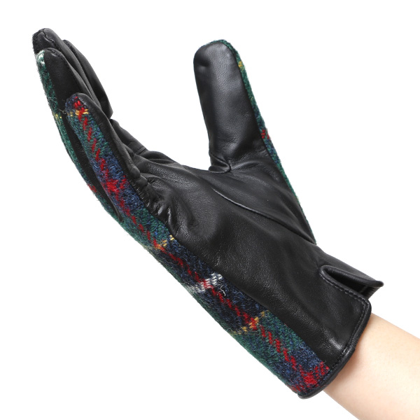 ハリスツイード 日本製 革手袋 レディース スマホ対応 化粧箱付き ブランド 防寒 本革 手袋 グリーン 緑色 チクチクしない 暖かい タッチパネル 操作可能 プレゼント ギフト かわいい 女性 ビジネス 仕事 クリスマス KURODA(クロダ)