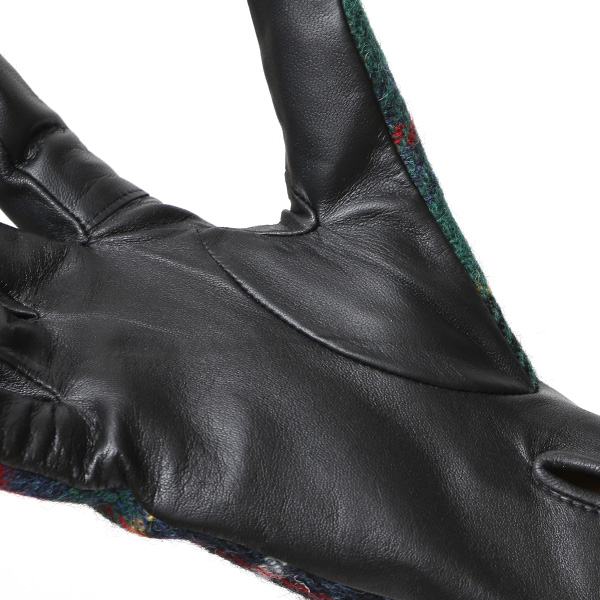 ハリスツイード 日本製 革手袋 レディース スマホ対応 化粧箱付き ブランド 防寒 本革 手袋 グリーン 緑色 チクチクしない 暖かい タッチパネル 操作可能 プレゼント ギフト かわいい 女性 ビジネス 仕事 クリスマス KURODA(クロダ)