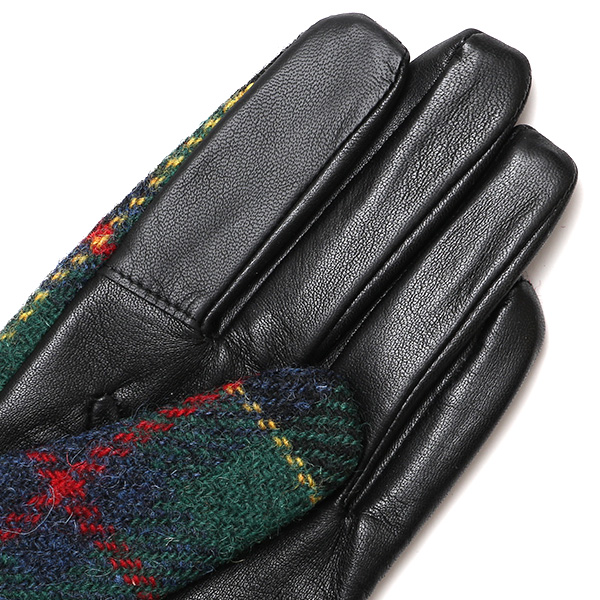 ハリスツイード 日本製 革手袋 レディース スマホ対応 化粧箱付き ブランド 防寒 本革 手袋 グリーン 緑色 チクチクしない 暖かい タッチパネル 操作可能 プレゼント ギフト かわいい 女性 ビジネス 仕事 クリスマス KURODA(クロダ)