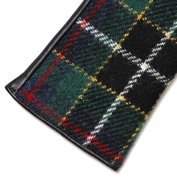 ハリスツイード 日本製 革手袋 レディース スマホ対応 化粧箱付き ブランド 防寒 本革 手袋 グリーン 緑色 チクチクしない 暖かい タッチパネル 操作可能 プレゼント ギフト かわいい 女性 ビジネス 仕事 クリスマス KURODA(クロダ)