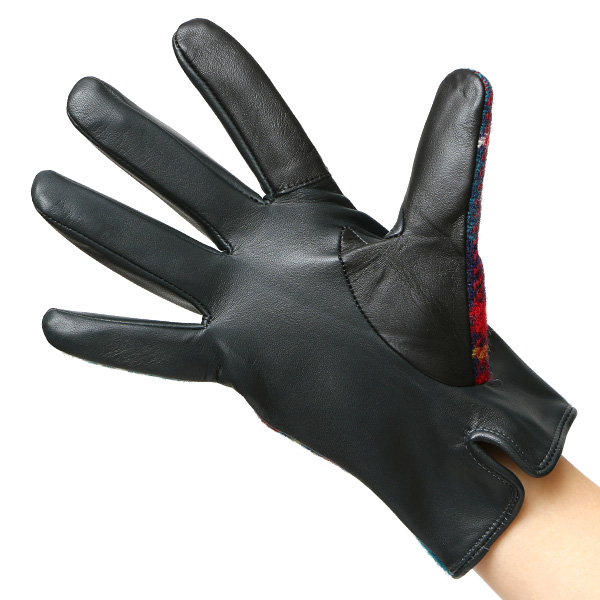  ハリスツイード 日本製 革手袋 レディース スマホ対応 化粧箱付き ブランド 防寒 本革 手袋 グリーン 緑色 チクチクしない 暖かい タッチパネル 操作可能 プレゼント ギフト かわいい 女性 ビジネス 仕事 クリスマス KURODA(クロダ)