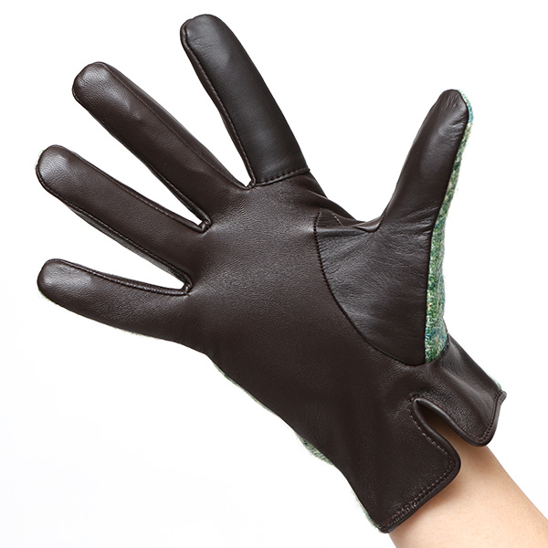  ハリスツイード 日本製 革手袋 レディース スマホ対応 化粧箱付き ブランド 防寒 本革 手袋 グリーン 緑色 チクチクしない 暖かい タッチパネル 操作可能 プレゼント ギフト かわいい 女性 ビジネス 仕事 クリスマス KURODA(クロダ)