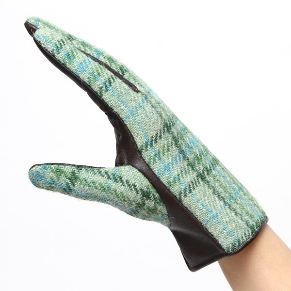  ハリスツイード 日本製 革手袋 レディース スマホ対応 化粧箱付き ブランド 防寒 本革 手袋 グリーン 緑色 チクチクしない 暖かい タッチパネル 操作可能 プレゼント ギフト かわいい 女性 ビジネス 仕事 クリスマス KURODA(クロダ)