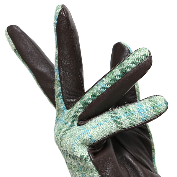  ハリスツイード 日本製 革手袋 レディース スマホ対応 化粧箱付き ブランド 防寒 本革 手袋 グリーン 緑色 チクチクしない 暖かい タッチパネル 操作可能 プレゼント ギフト かわいい 女性 ビジネス 仕事 クリスマス KURODA(クロダ)