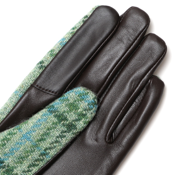  ハリスツイード 日本製 革手袋 レディース スマホ対応 化粧箱付き ブランド 防寒 本革 手袋 グリーン 緑色 チクチクしない 暖かい タッチパネル 操作可能 プレゼント ギフト かわいい 女性 ビジネス 仕事 クリスマス KURODA(クロダ)