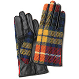 KURODA(クロダ) ハリスツイード 羊革 スマホ操作可能 レディース 本革手袋 イエロー/チェック