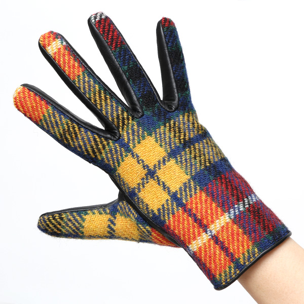 ハリスツイード 日本製 革手袋 レディース スマホ対応 化粧箱付き ブランド 防寒 本革 手袋 イエロー 黄色 チクチクしない 暖かい タッチパネル 操作可能 プレゼント ギフト かわいい 女性 ビジネス 仕事 クリスマス KURODA(クロダ)