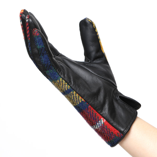 ハリスツイード 日本製 革手袋 レディース スマホ対応 化粧箱付き ブランド 防寒 本革 手袋 イエロー 黄色 チクチクしない 暖かい タッチパネル 操作可能 プレゼント ギフト かわいい 女性 ビジネス 仕事 クリスマス KURODA(クロダ)