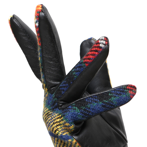 ハリスツイード 日本製 革手袋 レディース スマホ対応 化粧箱付き ブランド 防寒 本革 手袋 イエロー 黄色 チクチクしない 暖かい タッチパネル 操作可能 プレゼント ギフト かわいい 女性 ビジネス 仕事 クリスマス KURODA(クロダ)