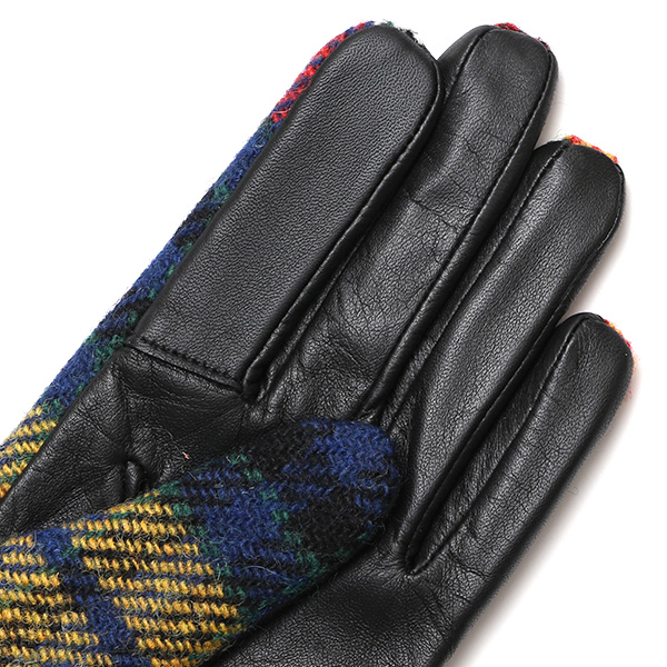 ハリスツイード 日本製 革手袋 レディース スマホ対応 化粧箱付き ブランド 防寒 本革 手袋 イエロー 黄色 チクチクしない 暖かい タッチパネル 操作可能 プレゼント ギフト かわいい 女性 ビジネス 仕事 クリスマス KURODA(クロダ)