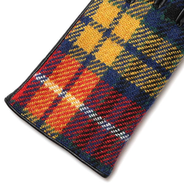 ハリスツイード 日本製 革手袋 レディース スマホ対応 化粧箱付き ブランド 防寒 本革 手袋 イエロー 黄色 チクチクしない 暖かい タッチパネル 操作可能 プレゼント ギフト かわいい 女性 ビジネス 仕事 クリスマス KURODA(クロダ)