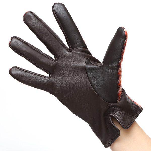  ハリスツイード 日本製 革手袋 レディース スマホ対応 化粧箱付き ブランド 防寒 本革 手袋 オレンジ 橙色 チクチクしない 暖かい タッチパネル 操作可能 プレゼント ギフト かわいい 女性 ビジネス 仕事 クリスマス KURODA(クロダ)