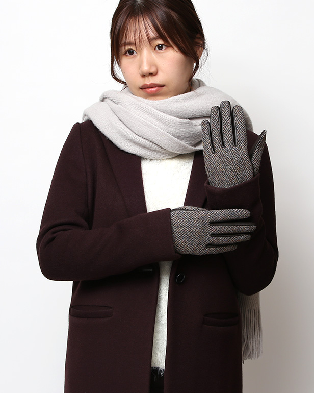 ハリスツイード 日本製 革手袋 レディース スマホ対応 化粧箱付き ブランド 防寒 本革 手袋 パープル 紫色 チクチクしない 暖かい タッチパネル 操作可能 プレゼント ギフト かわいい 女性 ビジネス 仕事 クリスマス KURODA(クロダ)