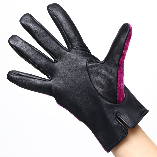  ハリスツイード 日本製 革手袋 レディース スマホ対応 化粧箱付き ブランド 防寒 本革 手袋 ピンク 桃色 チクチクしない 暖かい タッチパネル 操作可能 プレゼント ギフト かわいい 女性 ビジネス 仕事 クリスマス KURODA(クロダ)