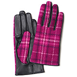 KURODA(クロダ) ハリスツイード 羊革 スマホ操作可能 レディース 本革手袋 ピンク/チェック