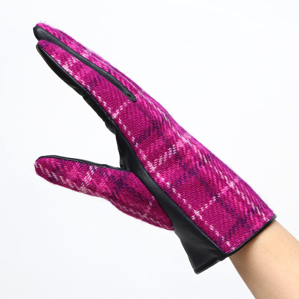  ハリスツイード 日本製 革手袋 レディース スマホ対応 化粧箱付き ブランド 防寒 本革 手袋 ピンク 桃色 チクチクしない 暖かい タッチパネル 操作可能 プレゼント ギフト かわいい 女性 ビジネス 仕事 クリスマス KURODA(クロダ)