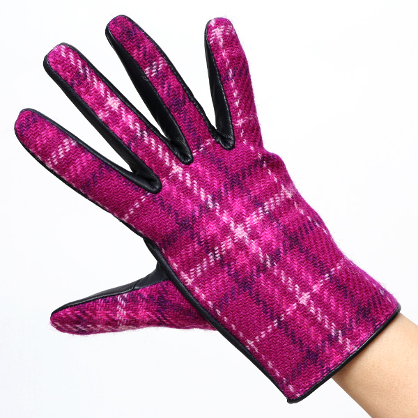  ハリスツイード 日本製 革手袋 レディース スマホ対応 化粧箱付き ブランド 防寒 本革 手袋 ピンク 桃色 チクチクしない 暖かい タッチパネル 操作可能 プレゼント ギフト かわいい 女性 ビジネス 仕事 クリスマス KURODA(クロダ)