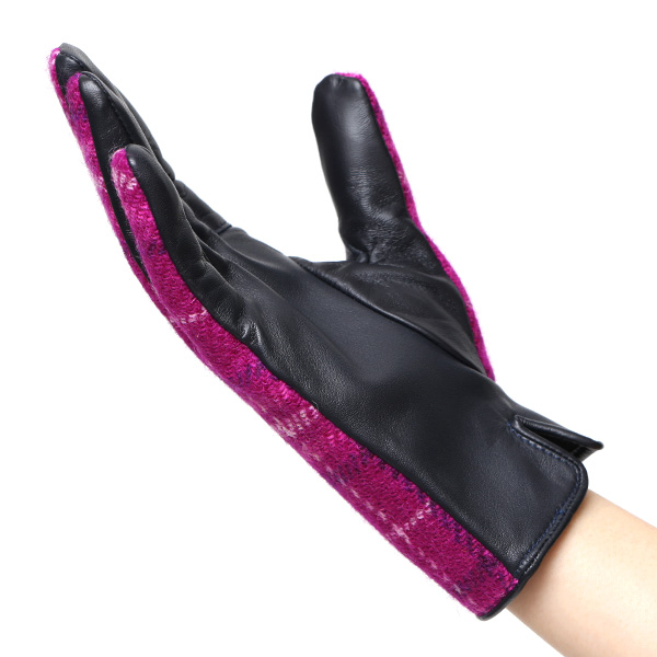  ハリスツイード 日本製 革手袋 レディース スマホ対応 化粧箱付き ブランド 防寒 本革 手袋 ピンク 桃色 チクチクしない 暖かい タッチパネル 操作可能 プレゼント ギフト かわいい 女性 ビジネス 仕事 クリスマス KURODA(クロダ)