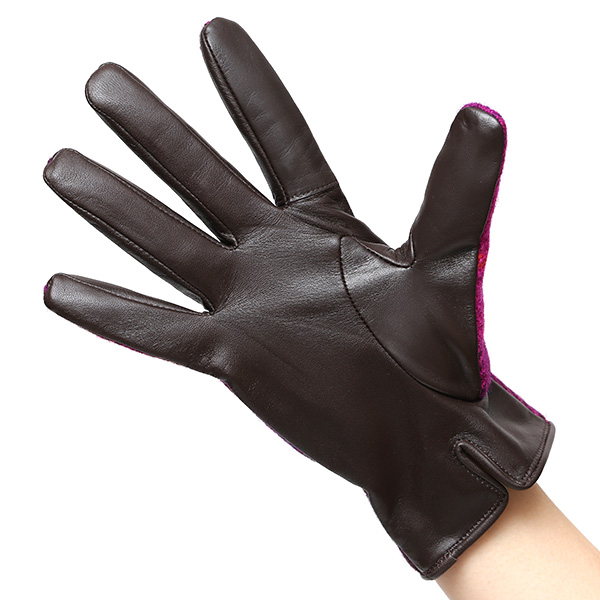 ハリスツイード 日本製 革手袋 レディース スマホ対応 化粧箱付き ブランド 防寒 本革 手袋 ピンク 桃色 チクチクしない 暖かい タッチパネル 操作可能 プレゼント ギフト かわいい 女性 ビジネス 仕事 クリスマス KURODA(クロダ)