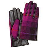 KURODA(クロダ) ハリスツイード 羊革 スマホ操作可能 レディース 本革手袋 ピンクパープル/チェック