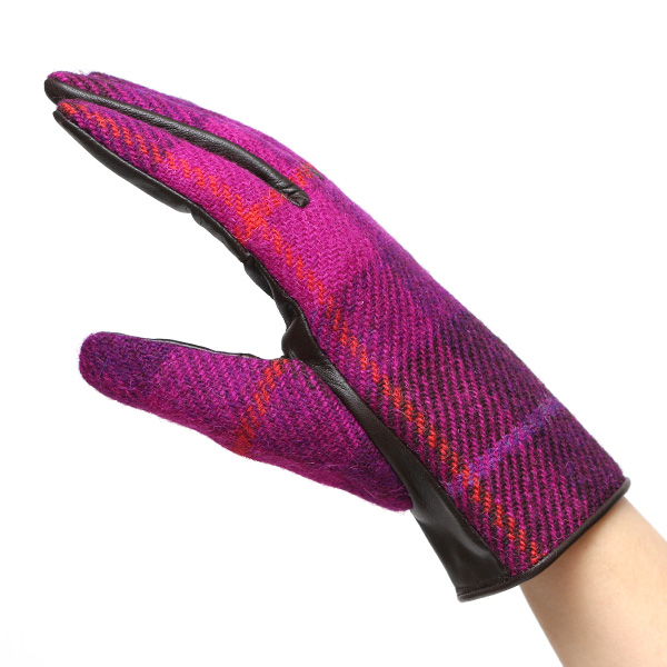 ハリスツイード 日本製 革手袋 レディース スマホ対応 化粧箱付き ブランド 防寒 本革 手袋 ピンク 桃色 チクチクしない 暖かい タッチパネル 操作可能 プレゼント ギフト かわいい 女性 ビジネス 仕事 クリスマス KURODA(クロダ)