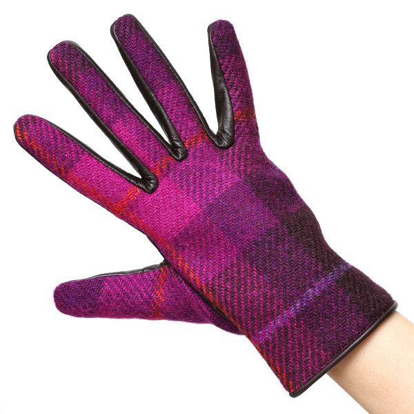 ハリスツイード 日本製 革手袋 レディース スマホ対応 化粧箱付き ブランド 防寒 本革 手袋 ピンク 桃色 チクチクしない 暖かい タッチパネル 操作可能 プレゼント ギフト かわいい 女性 ビジネス 仕事 クリスマス KURODA(クロダ)