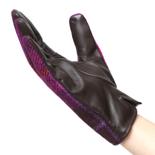 ハリスツイード 日本製 革手袋 レディース スマホ対応 化粧箱付き ブランド 防寒 本革 手袋 ピンク 桃色 チクチクしない 暖かい タッチパネル 操作可能 プレゼント ギフト かわいい 女性 ビジネス 仕事 クリスマス KURODA(クロダ)