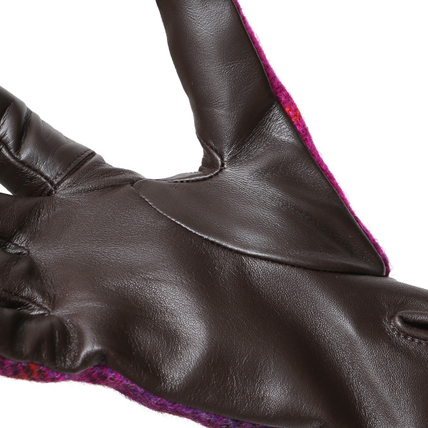 ハリスツイード 日本製 革手袋 レディース スマホ対応 化粧箱付き ブランド 防寒 本革 手袋 ピンク 桃色 チクチクしない 暖かい タッチパネル 操作可能 プレゼント ギフト かわいい 女性 ビジネス 仕事 クリスマス KURODA(クロダ)