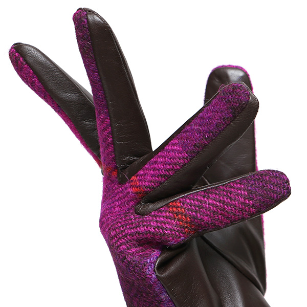 ハリスツイード 日本製 革手袋 レディース スマホ対応 化粧箱付き ブランド 防寒 本革 手袋 ピンク 桃色 チクチクしない 暖かい タッチパネル 操作可能 プレゼント ギフト かわいい 女性 ビジネス 仕事 クリスマス KURODA(クロダ)