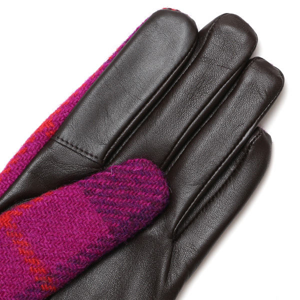 ハリスツイード 日本製 革手袋 レディース スマホ対応 化粧箱付き ブランド 防寒 本革 手袋 ピンク 桃色 チクチクしない 暖かい タッチパネル 操作可能 プレゼント ギフト かわいい 女性 ビジネス 仕事 クリスマス KURODA(クロダ)
