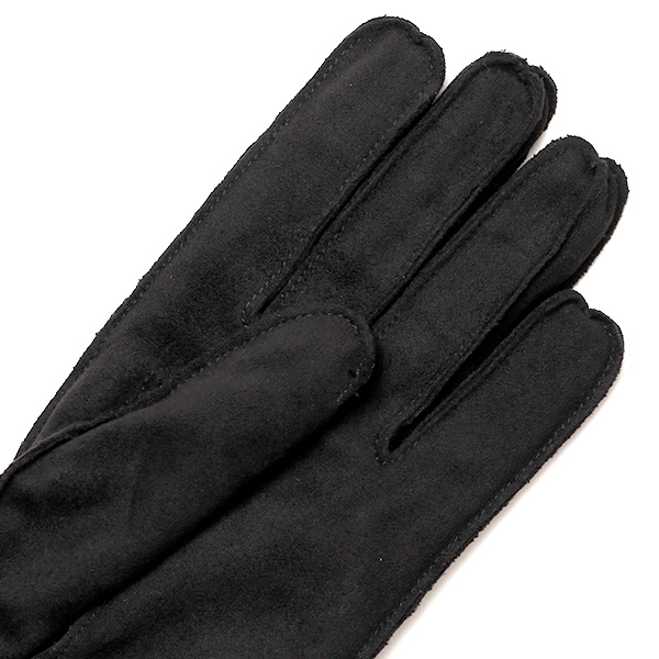  フェイクスエード マイクロボア裏地 暖かい 防寒 レディース 手袋 ブラック 黒 黒色 日本企画 ブランド クリスマス かわいい 女性 ギフト プレゼント ファー付き おしゃれ チクチクしない KURODA(クロダ)