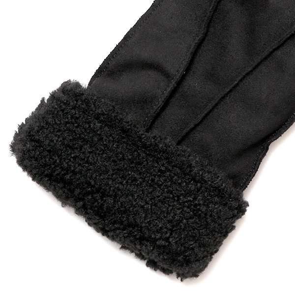  フェイクスエード マイクロボア裏地 暖かい 防寒 レディース 手袋 ブラック 黒 黒色 日本企画 ブランド クリスマス かわいい 女性 ギフト プレゼント ファー付き おしゃれ チクチクしない KURODA(クロダ)