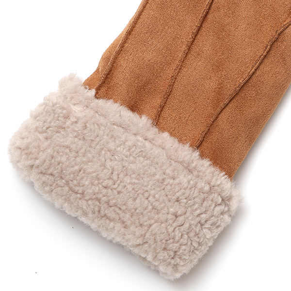  フェイクスエード マイクロボア裏地 暖かい 防寒 レディース 手袋 ブラウン 茶 茶色 日本企画 ブランド クリスマス かわいい 女性 ギフト プレゼント ファー付き おしゃれ チクチクしない KURODA(クロダ)