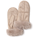 KURODA(クロダ) フェイクスエード マイクロボア裏地 ミトン レディース 手袋 ベージュ