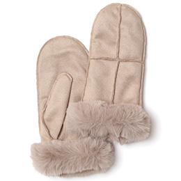 KURODA(クロダ) フェイクスエード マイクロボア裏地 ミトン レディース 手袋 ベージュ