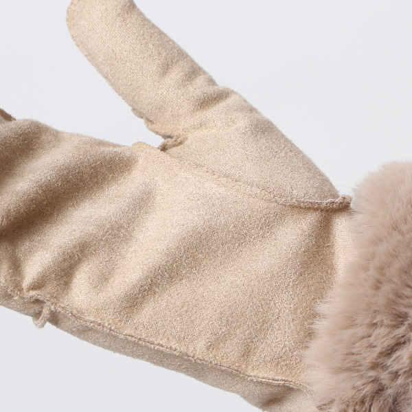  フェイクスエード マイクロボア裏地 ミトン レディース 防寒 手袋 ベージュ 肌色 日本企画 ブランド クリスマス かわいい 女性 ギフト プレゼント 指無し グローブ おしゃれ チクチクしない KURODA(クロダ)