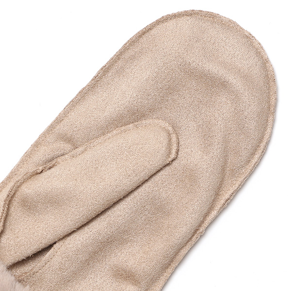  フェイクスエード マイクロボア裏地 ミトン レディース 防寒 手袋 ベージュ 肌色 日本企画 ブランド クリスマス かわいい 女性 ギフト プレゼント 指無し グローブ おしゃれ チクチクしない KURODA(クロダ)